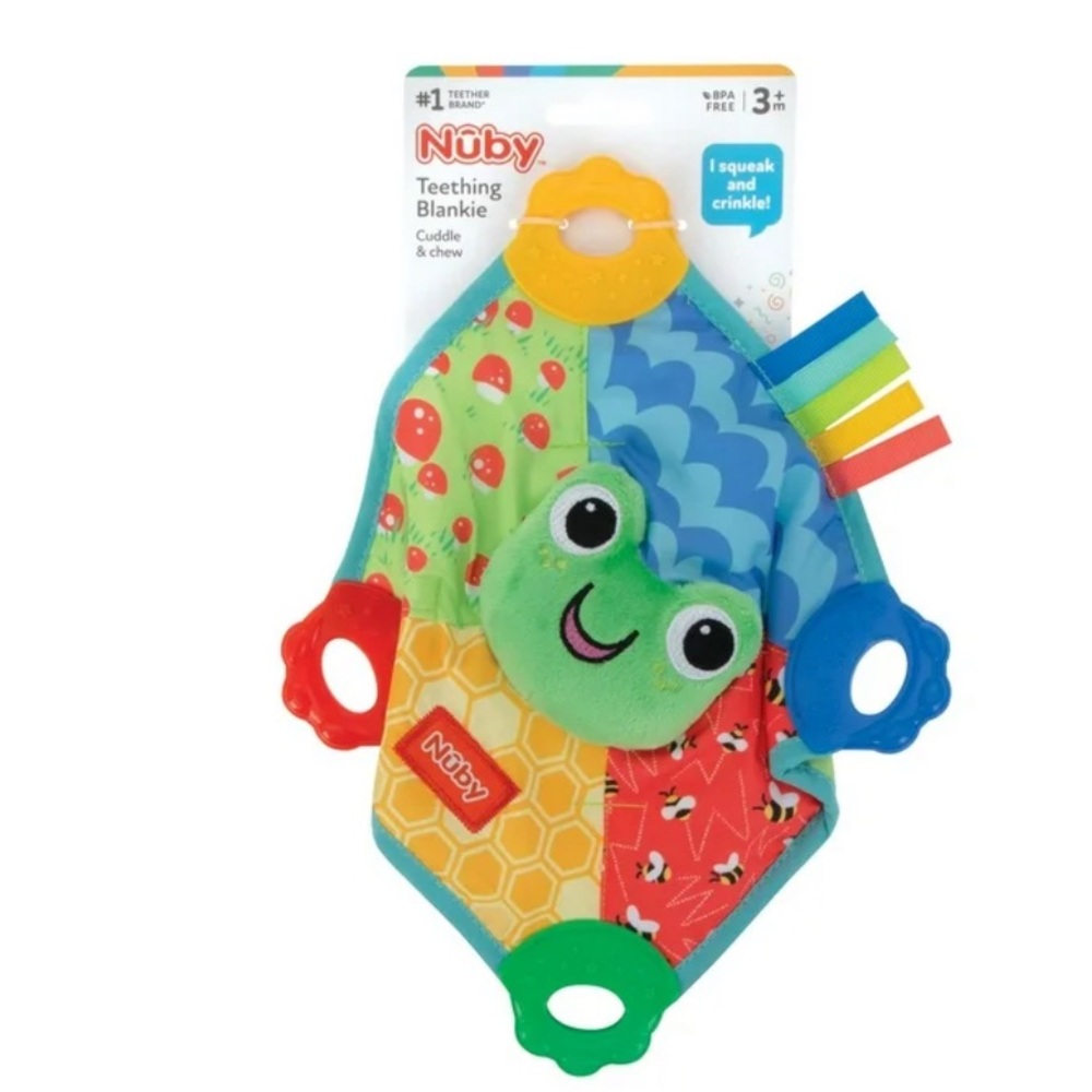 Nuby Teething Blankie Cuddle & Chew Toy - Multicolor